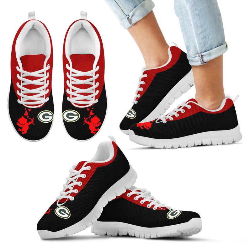Cute Cupid Angel Background Green Bay Packers Sneakers