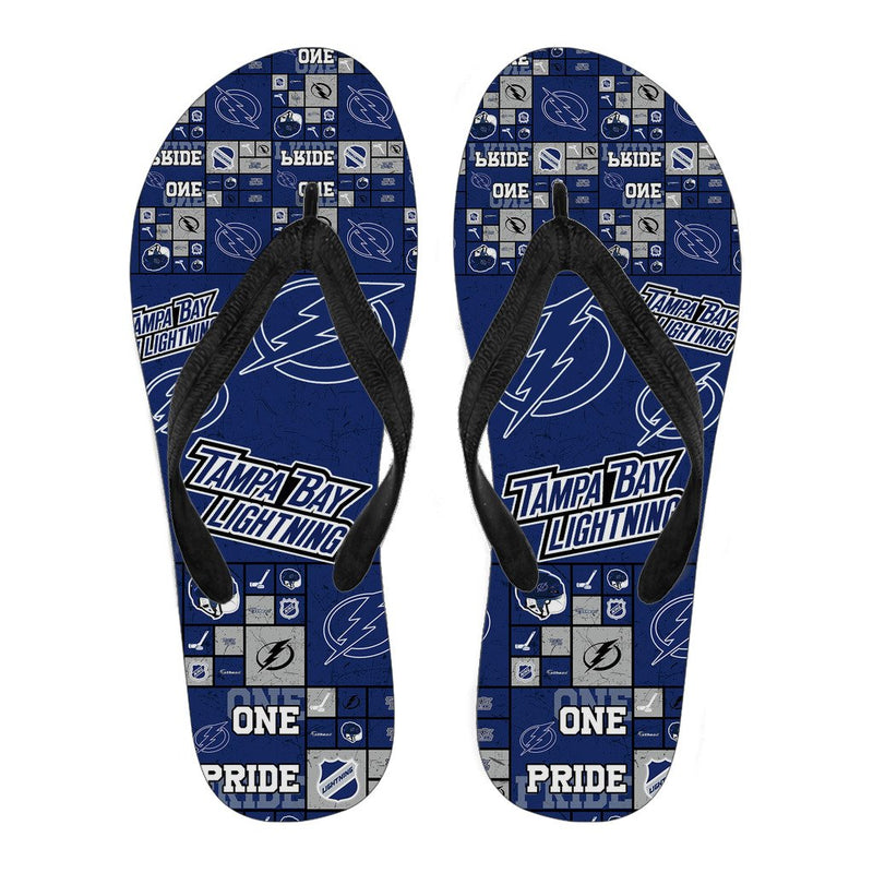 Colorful Pride Flag Tampa Bay Lightning Flip Flops