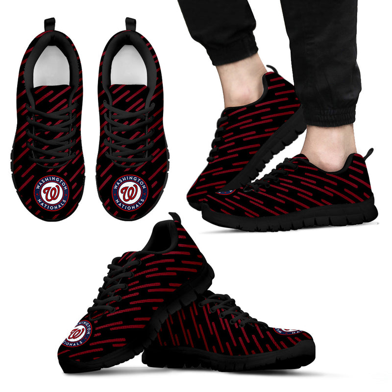 Marvelous Striped Stunning Logo Washington Nationals Sneakers