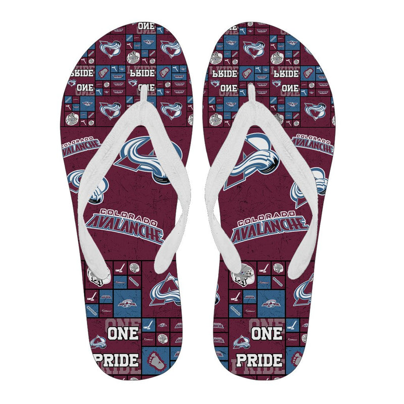 Colorful Pride Flag Colorado Avalanche Flip Flops