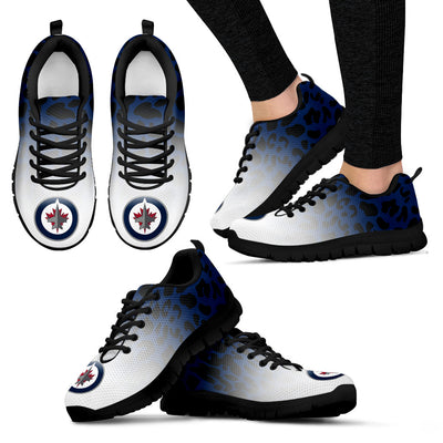 Custom Printed Winnipeg Jets Sneakers Leopard Pattern Awesome