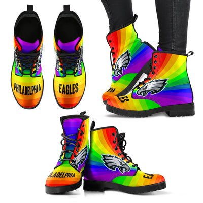 Colorful Rainbow Philadelphia Eagles Boots