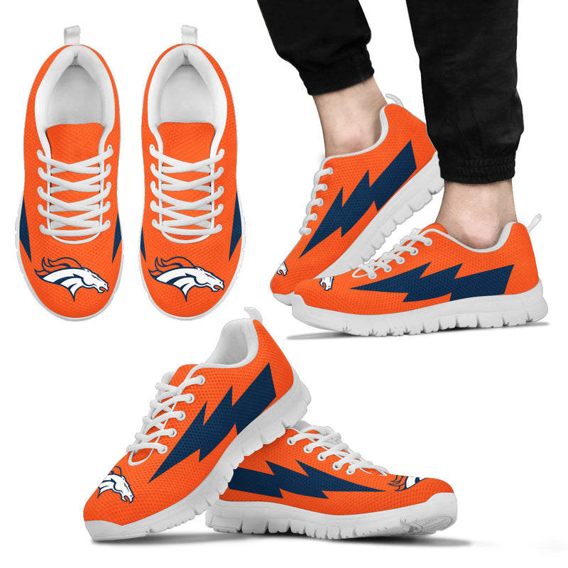Perfect Denver Broncos Sneakers Thunder Lightning Amazing Logo