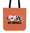 Love My Baltimore Orioles Vertical Stripes Pattern Tote Bags