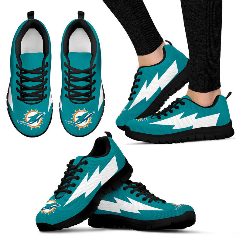 Interesting Miami Dolphins Sneakers Thunder Lightning Amazing Logo