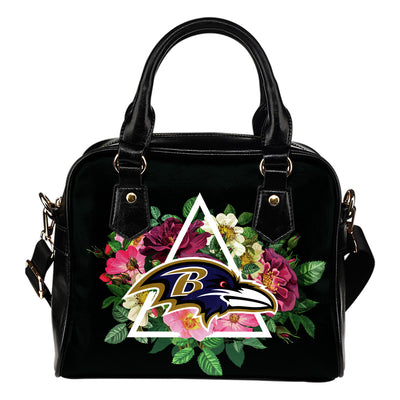 Cute Baltimore Ravens Shoulder Handbags Floral Rose Valentine Logo