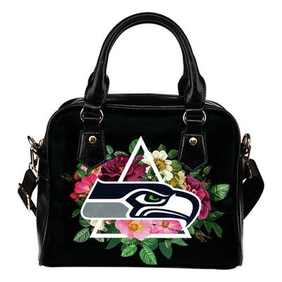 Lovely Seattle Seahawks Shoulder Handbags Floral Rose Valentine Logo