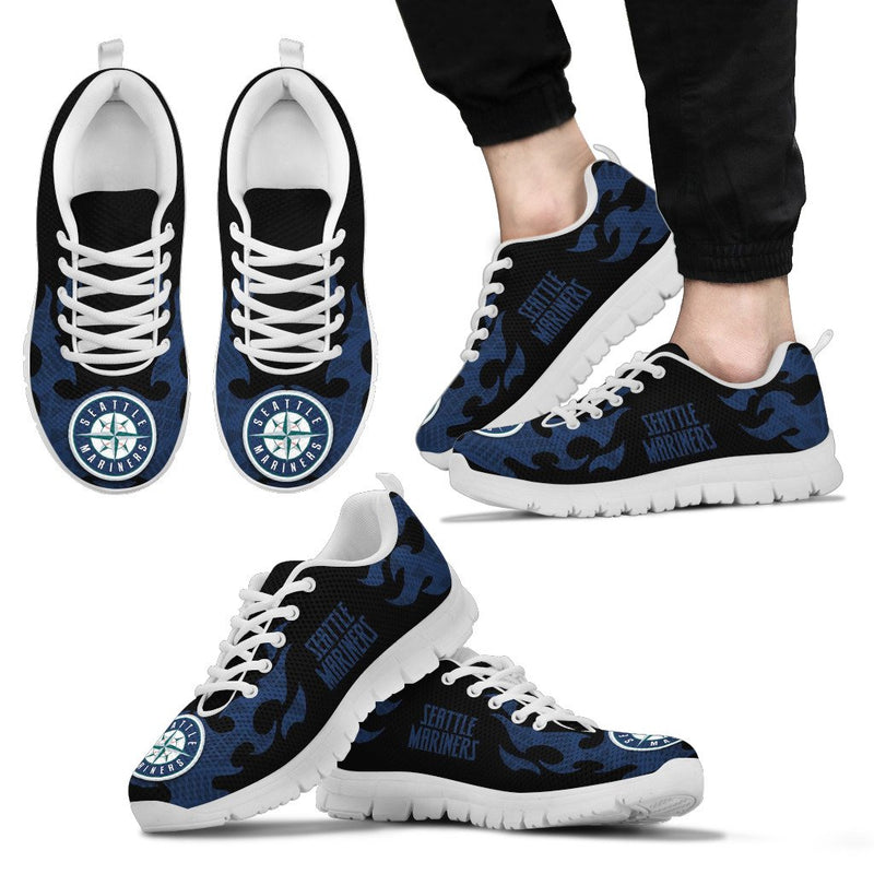 Tribal Flames Pattern Seattle Mariners Sneakers