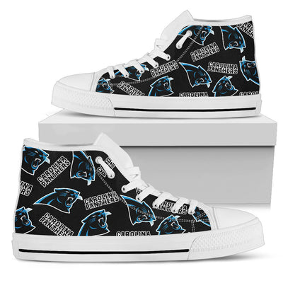 Script Logo Pattern Carolina Panthers High Top Shoes