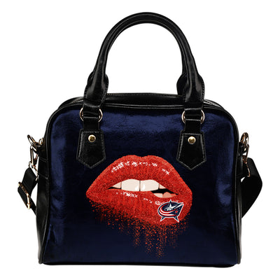 Beautiful Lips Elegant Logo Columbus Blue Jackets Shoulder Handbags