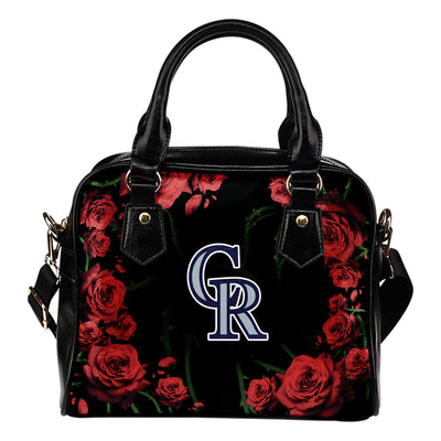 Valentine Rose With Thorns Colorado Rockies Shoulder Handbags