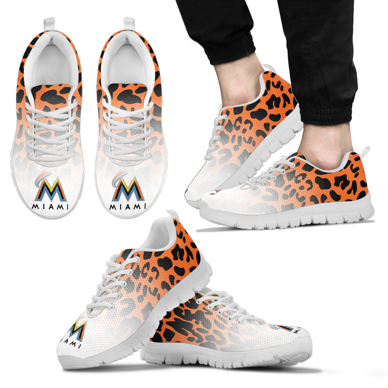 Leopard Pattern Awesome Miami Marlins Sneakers