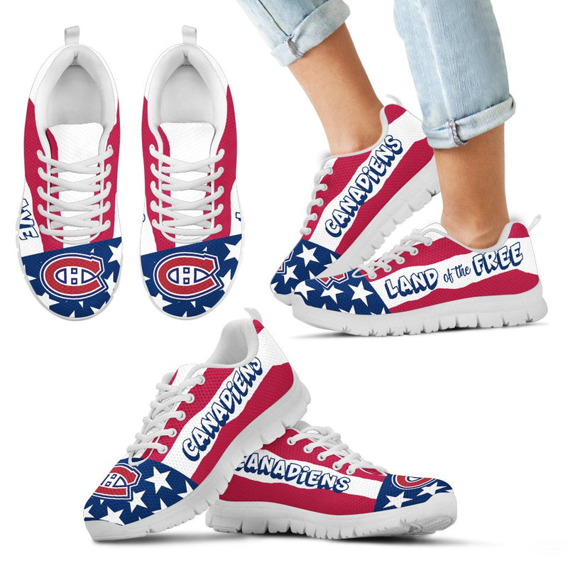 Proud Of American Flag Three Line Montreal Canadiens Sneakers
