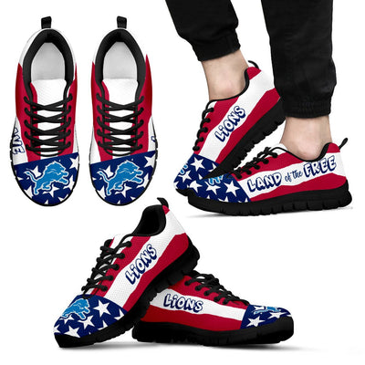 Proud Of American Flag Three Line Detroit Lions Sneakers