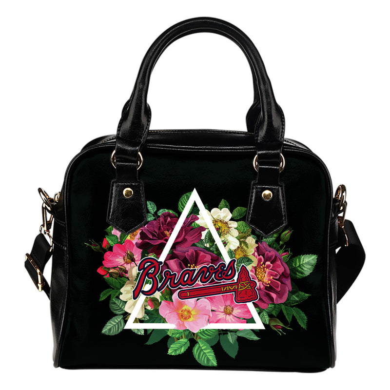 Gorgeous Atlanta Braves Shoulder Handbags Floral Rose Valentine Logo