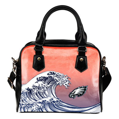 Enormous Wave Fancy Logo Philadelphia Eagles Shoulder Handbags