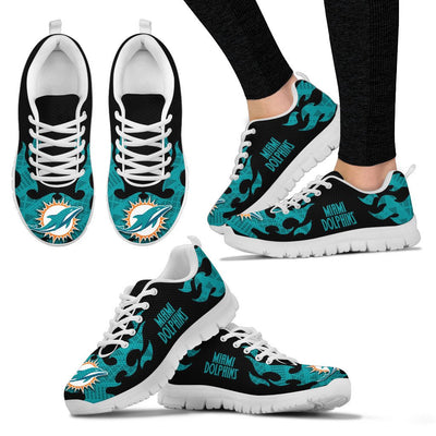 Tribal Flames Pattern Miami Dolphins Sneakers