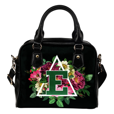 Floral Rose Valentine Logo Eastern Michigan Eagles Shoulder Handbags