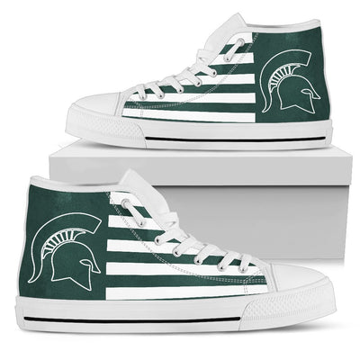 American Flag Michigan State Spartans High Top Shoes