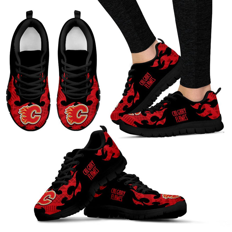 Tribal Flames Pattern Calgary Flames Sneakers