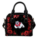Valentine Rose With Thorns Fresno State Bulldogs Shoulder Handbags