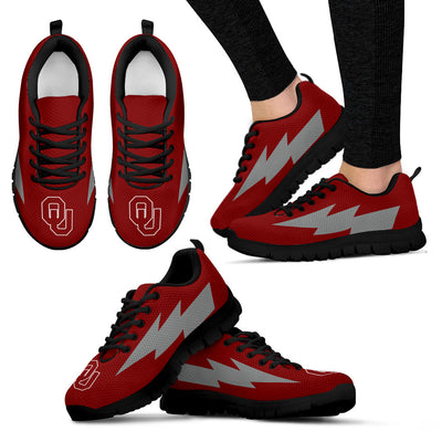 Interesting Oklahoma Sooners Sneakers Thunder Lightning Amazing Logo