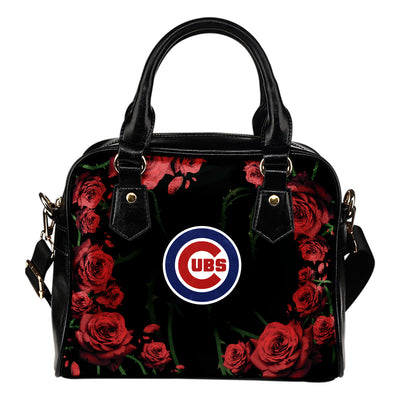 Valentine Rose With Thorns Chicago Cubs Shoulder Handbags