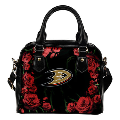 Valentine Rose With Thorns Anaheim Ducks Shoulder Handbags