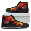 Fire Burning Fierce Strong Logo Louisville Cardinals High Top Shoes
