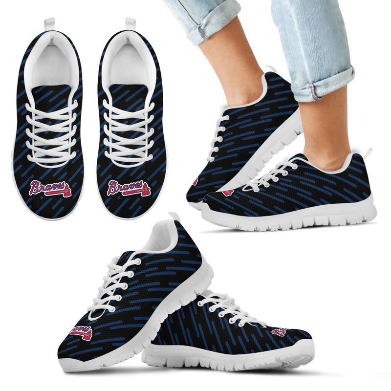 Marvelous Striped Stunning Logo Atlanta Braves Sneakers