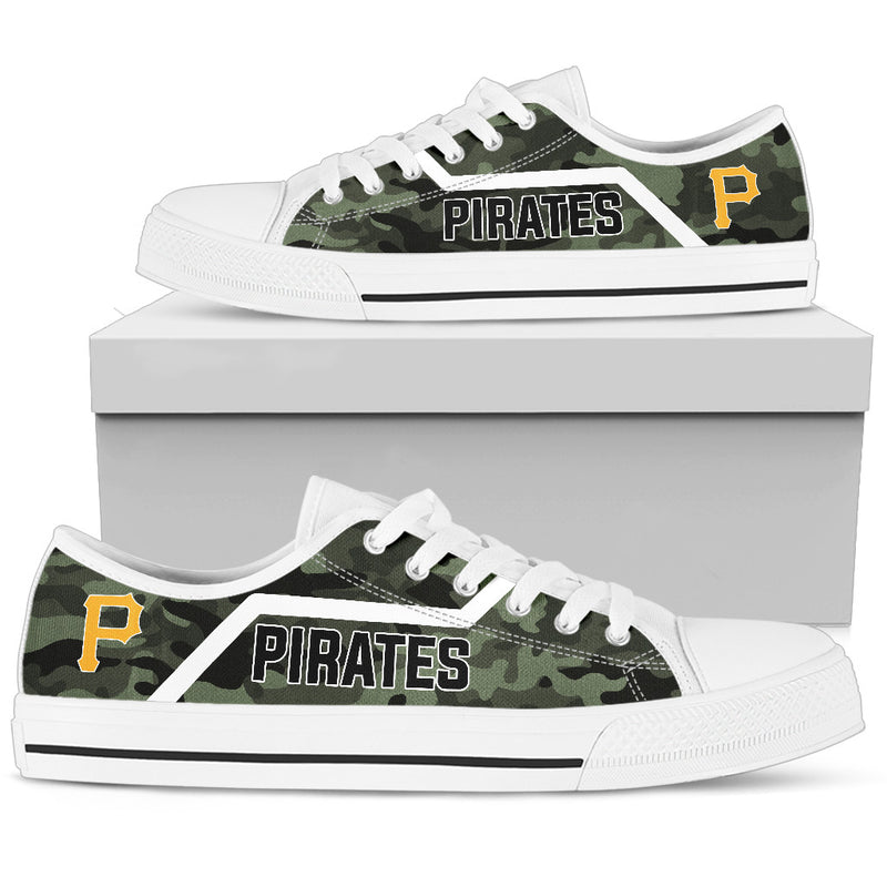 Simple Camo Pittsburgh Pirates Low Top Shoes