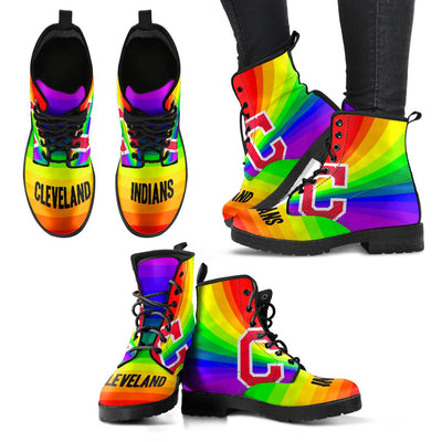 Colorful Rainbow Cleveland Indians Boots