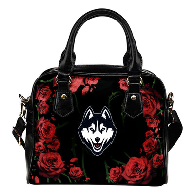 Valentine Rose With Thorns Connecticut Huskies Shoulder Handbags