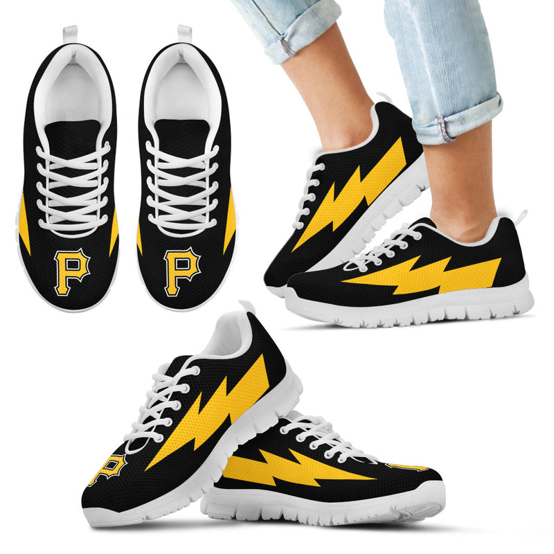 Cute Style Pittsburgh Pirates Sneakers Thunder Lightning Amazing Logo