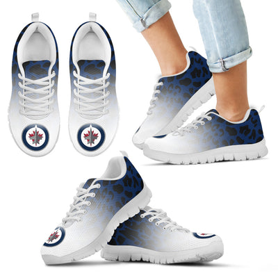 Custom Printed Winnipeg Jets Sneakers Leopard Pattern Awesome