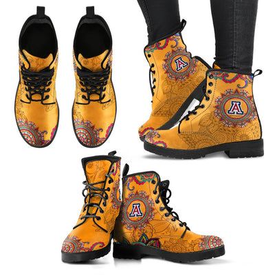 Golden Peace Hand Crafted Logo Arizona Wildcats Leather Boots