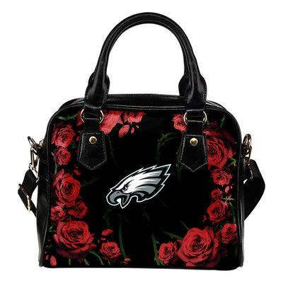 Valentine Rose With Thorns Philadelphia Eagles Shoulder Handbags