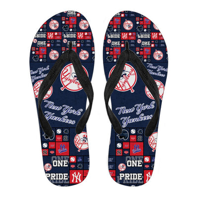 Colorful Pride Flag New York Yankees Flip Flops