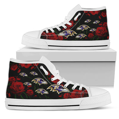 Lovely Rose Thorn Incredible Baltimore Ravens High Top Shoes