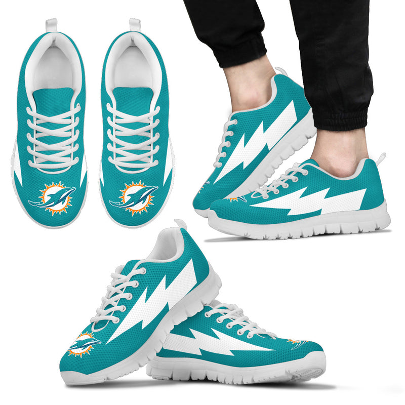Interesting Miami Dolphins Sneakers Thunder Lightning Amazing Logo