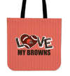 Love My Cleveland Browns Vertical Stripes Pattern Tote Bags