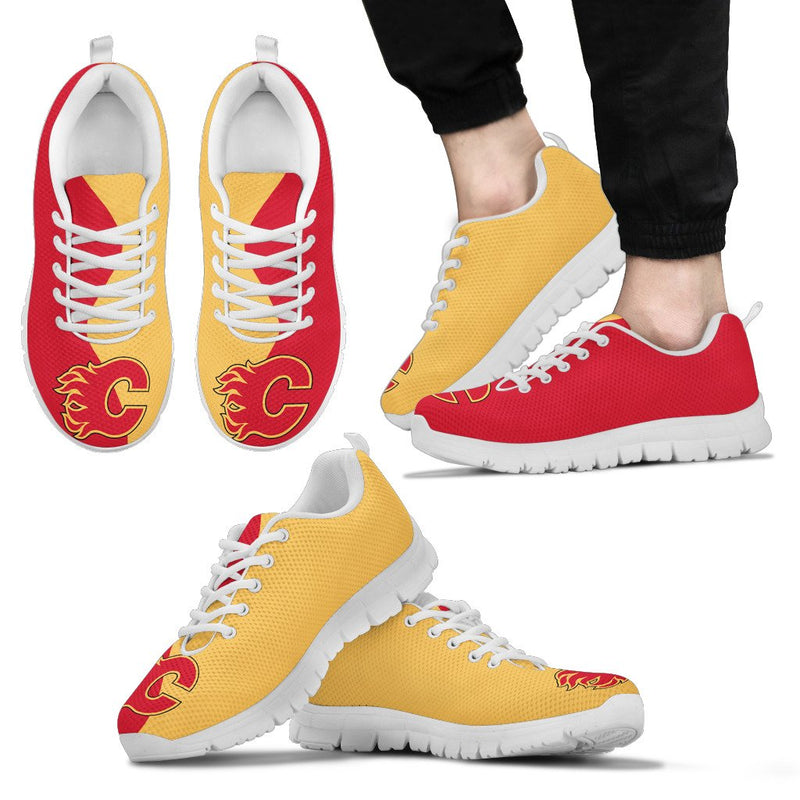 Two Colors Trending Lovely Calgary Flames Sneakers