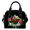 Floral Rose Valentine Logo Minnesota Wild Shoulder Handbags