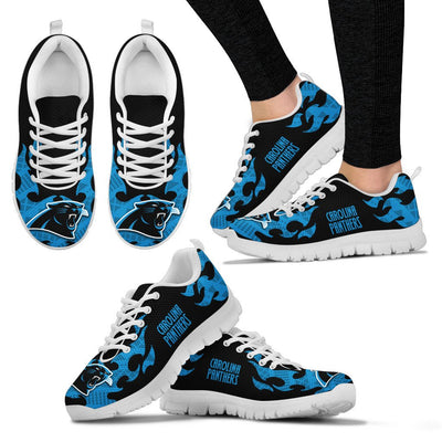 Tribal Flames Pattern Carolina Panthers Sneakers