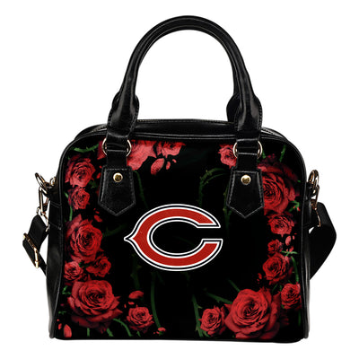 Valentine Rose With Thorns Chicago Bears Shoulder Handbags