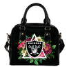 Perfect Oakland Raiders Shoulder Handbags Floral Rose Valentine Logo