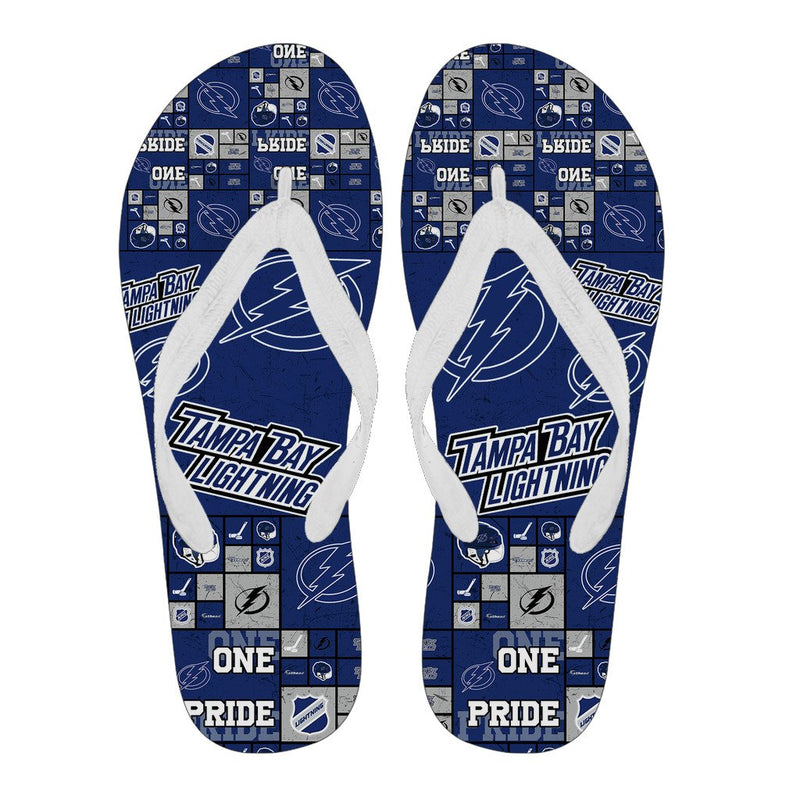 Colorful Pride Flag Tampa Bay Lightning Flip Flops