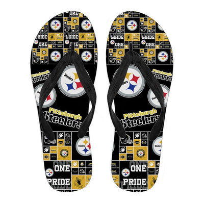 Colorful Pride Flag Pittsburgh Steelers Flip Flops