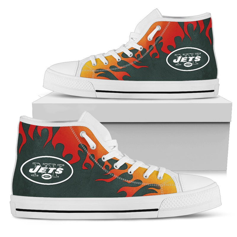 Fire Burning Fierce Strong Logo New York Jets High Top Shoes