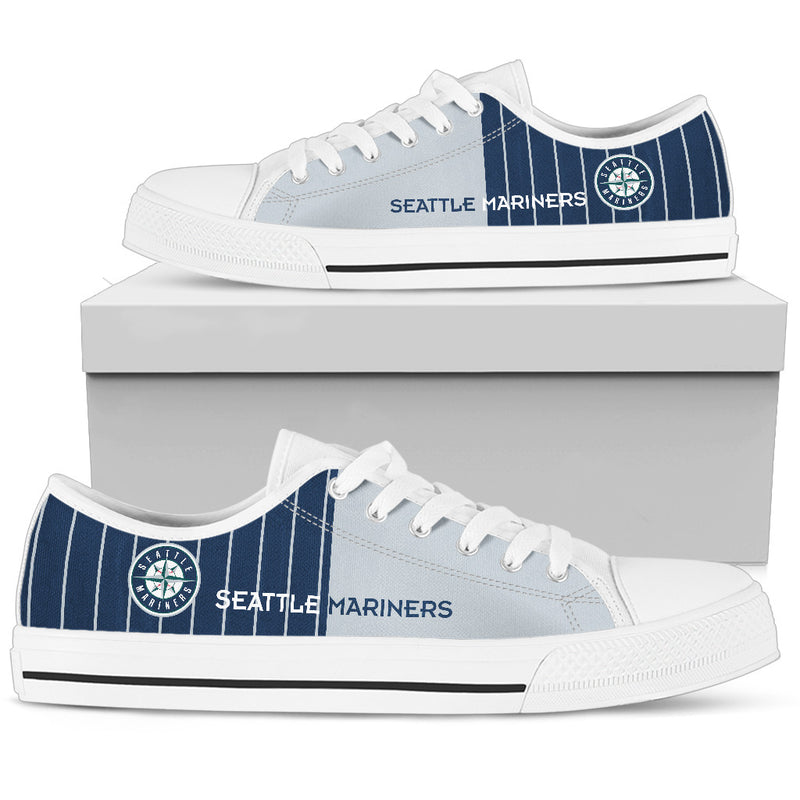 Cool Simple Design Vertical Stripes Seattle Mariners Low Top Shoes
